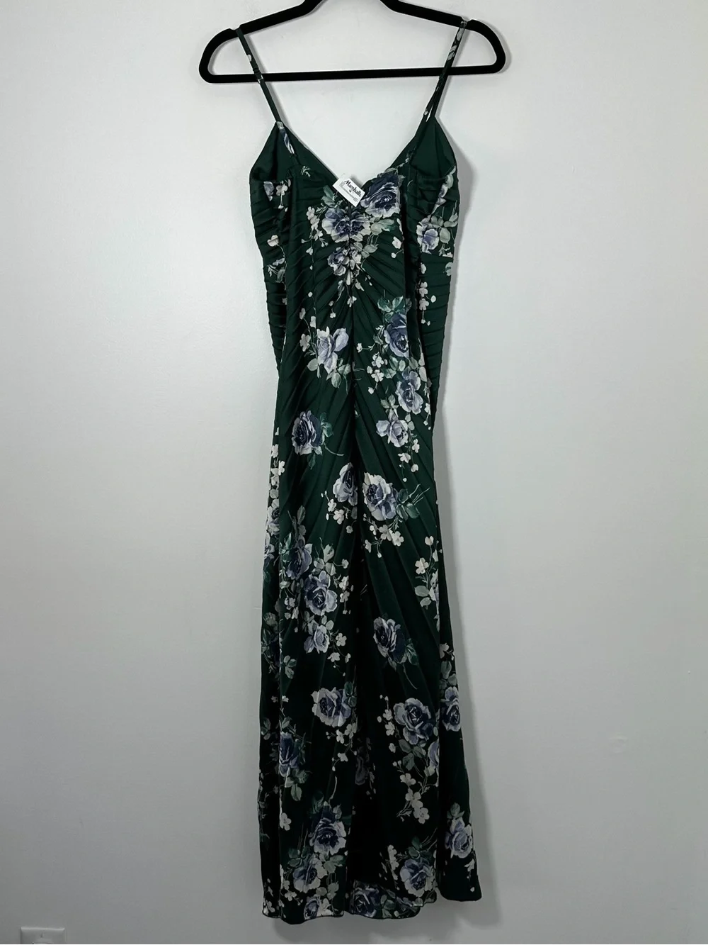 Abercrombie Giselle Sweetheart Pleated Green Floral Maxi Dress Size Small